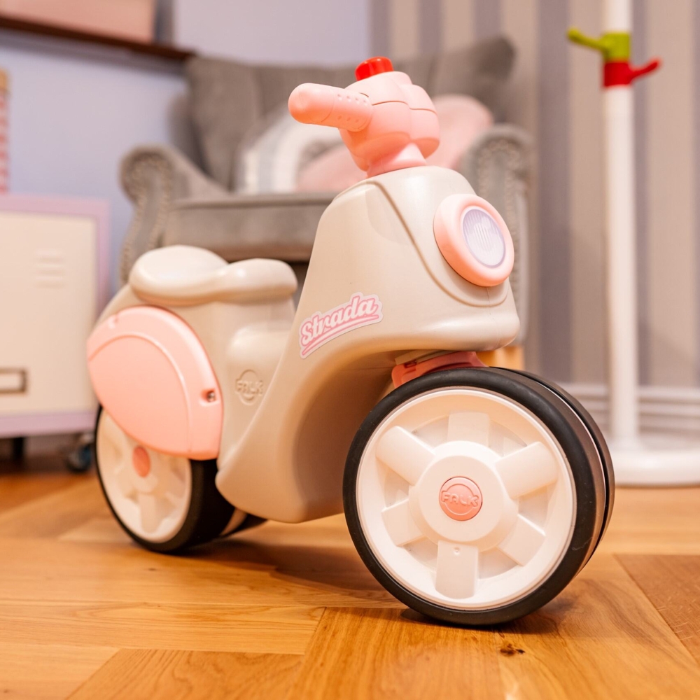 FALK Motoroleris Strada Retro Riding mergaitėms Tylios padangos nuo 1 metų-Judėjimui, Paspiriamosios mašinėlės ir jų priedai, Pa