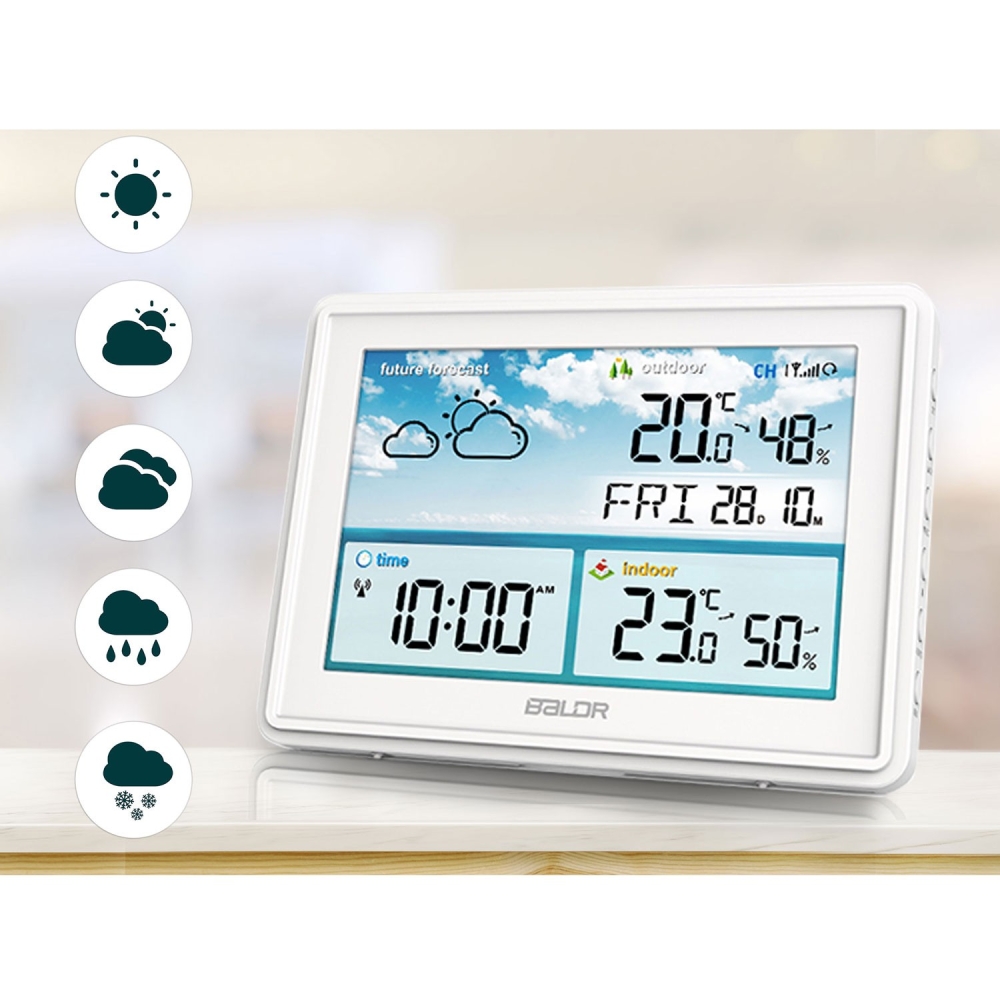 Meteorologijos stotis su ekranu BD-909 balta-Namai, laisvalaikis, turizmas, Namų apyvokos prekės-e-vaikas
