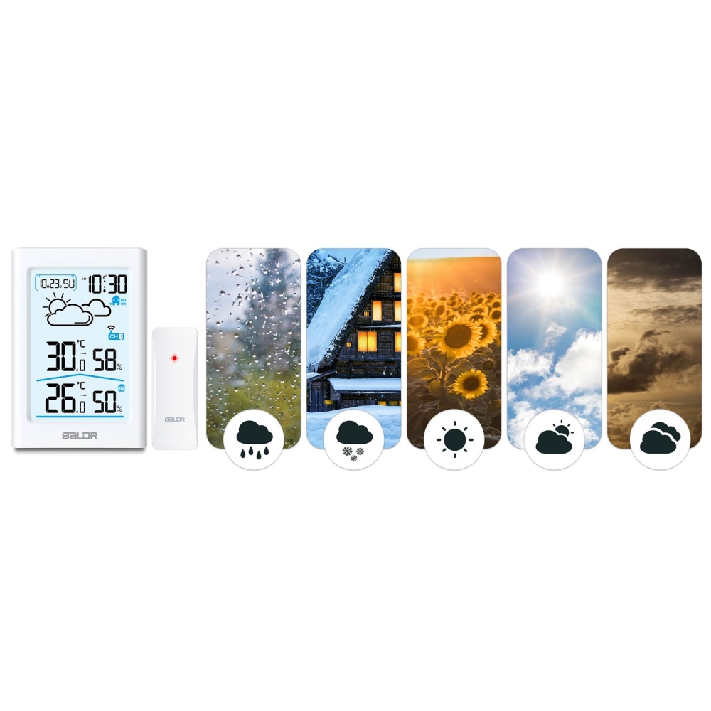 Meteorologijos stotis su ekranu BD-911 balta-Namai, laisvalaikis, turizmas, Namų apyvokos prekės-e-vaikas