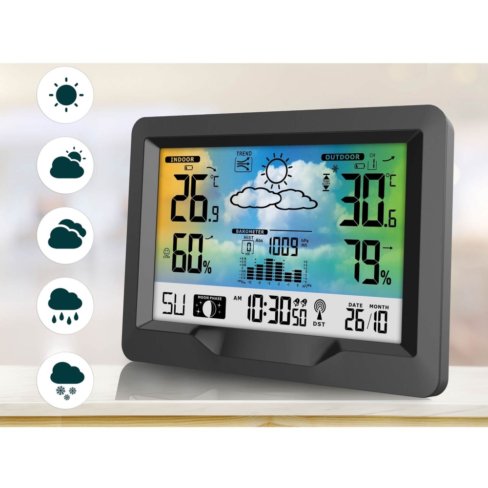 Meteorologijos stotis su ekranu BD-901 juoda-Namai, laisvalaikis, turizmas, Namų apyvokos prekės-e-vaikas