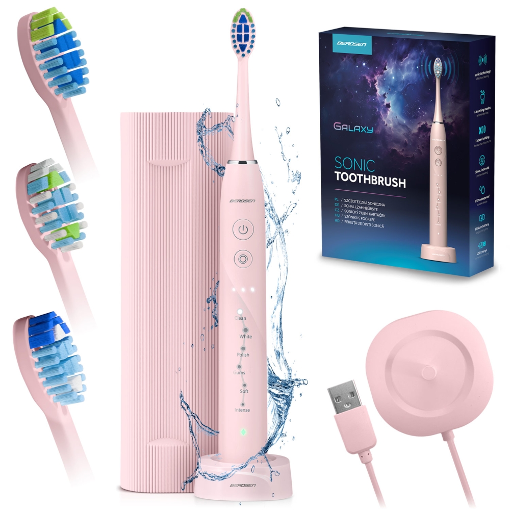 Dantų šepetėlis Berdsen Galaxy Sonic rožinės spalvos-Namai, laisvalaikis, turizmas, Sveikata, grožis, higiena-e-vaikas