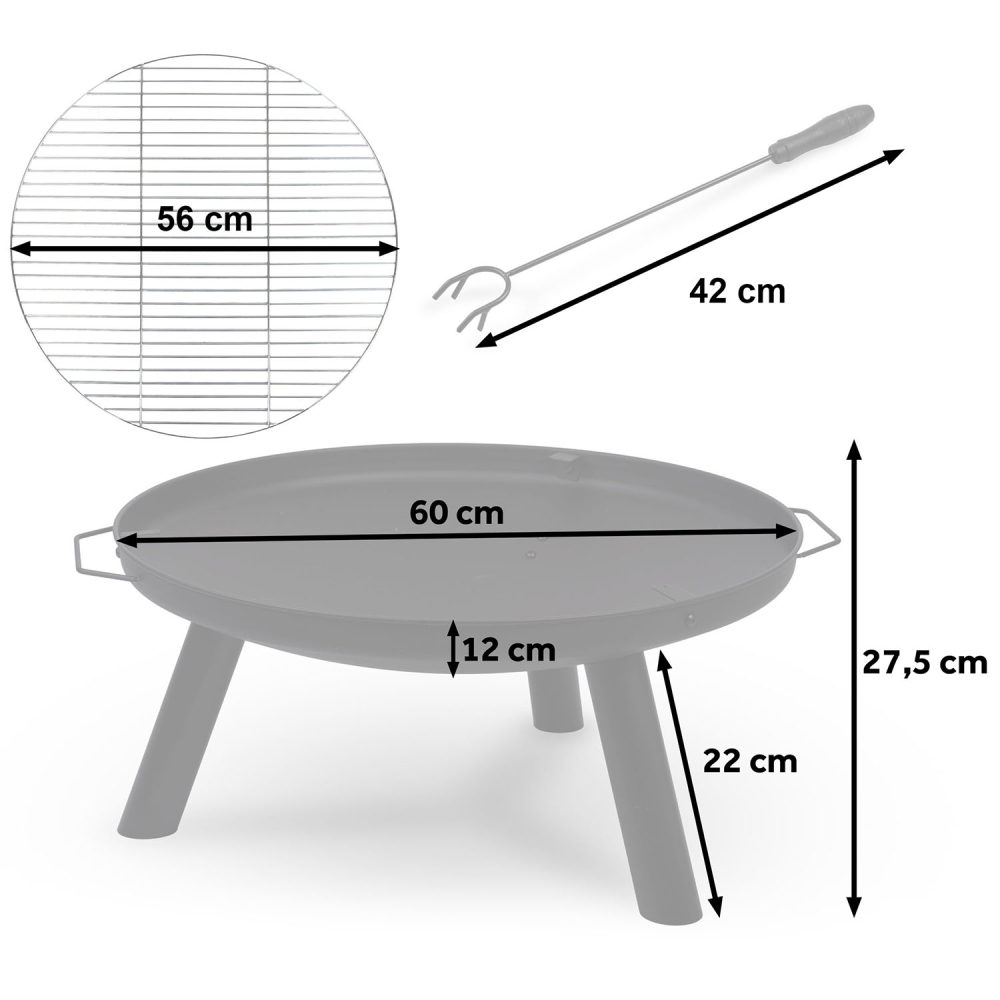 Sodo laužavietė su grotelėmis Berdsen BD-881 60 cm-Namai, laisvalaikis, turizmas, Kepsninės, laužavietės-e-vaikas