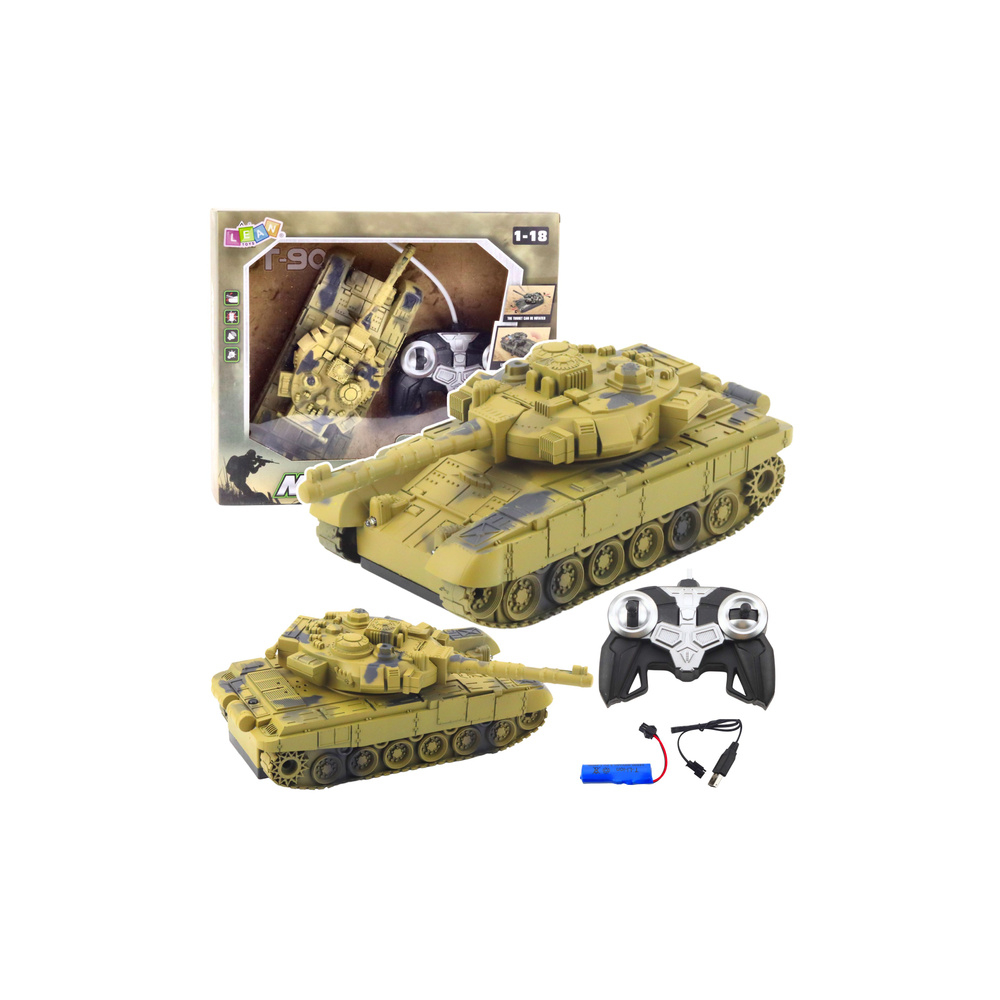 Nuotoliniu būdu valdomas RC karinis tankas T90 Šviesos garsai Smėlio sp.