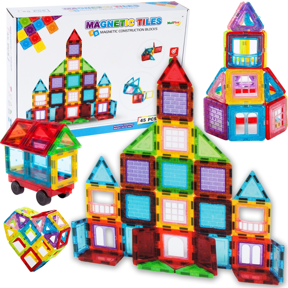 Magnetinis konstruktorius 3D, 45 el.-Žaislai, Konstruktoriai, Magnetiniai konstruktoriai-e-vaikas