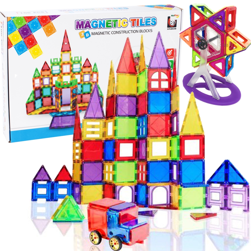 3D magnetinės plytos 106 vnt-Žaislai, Konstruktoriai, Magnetiniai konstruktoriai-e-vaikas